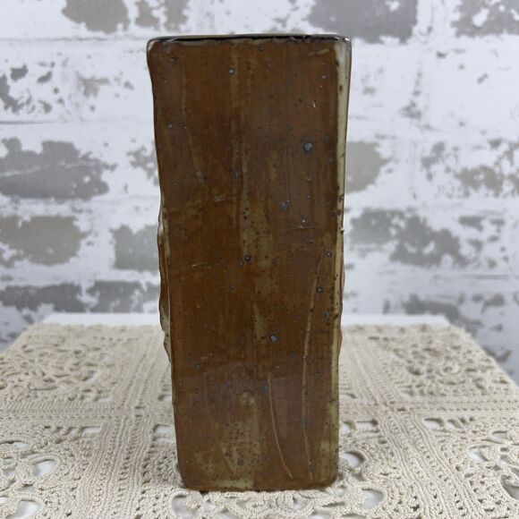 Vtg 70’s Art Pottery Paper Bag Vase To Everything There Is A Season Teacher Gift - Picture 5 of 11